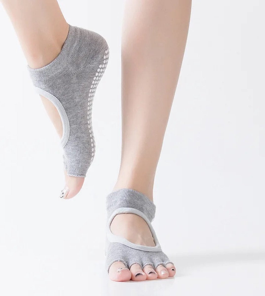 Yoga Socks Full Open Toe | Full Toe Yoga Sock | With Anti-Slip Bottom | Anti-Slip Socks | Pilates Socks | Size 36-40 | Grey
