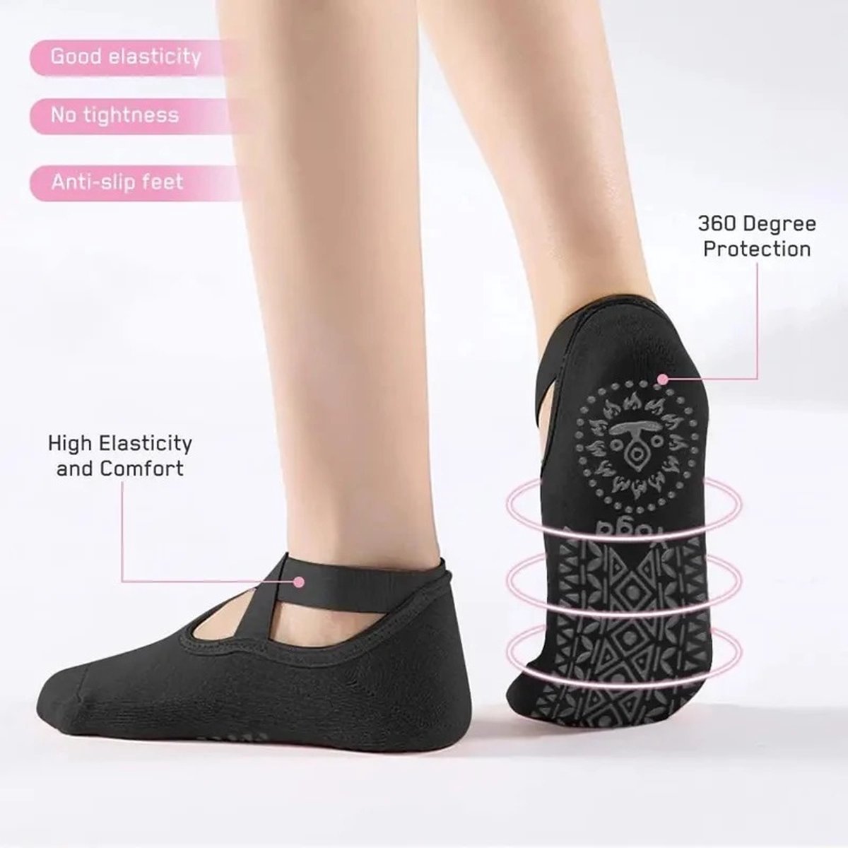 Closed Toe Yoga Socks | With Anti-Slip Bottom | Anti-Slip Socks | Pilates Socks | Size 36-40 | Grey