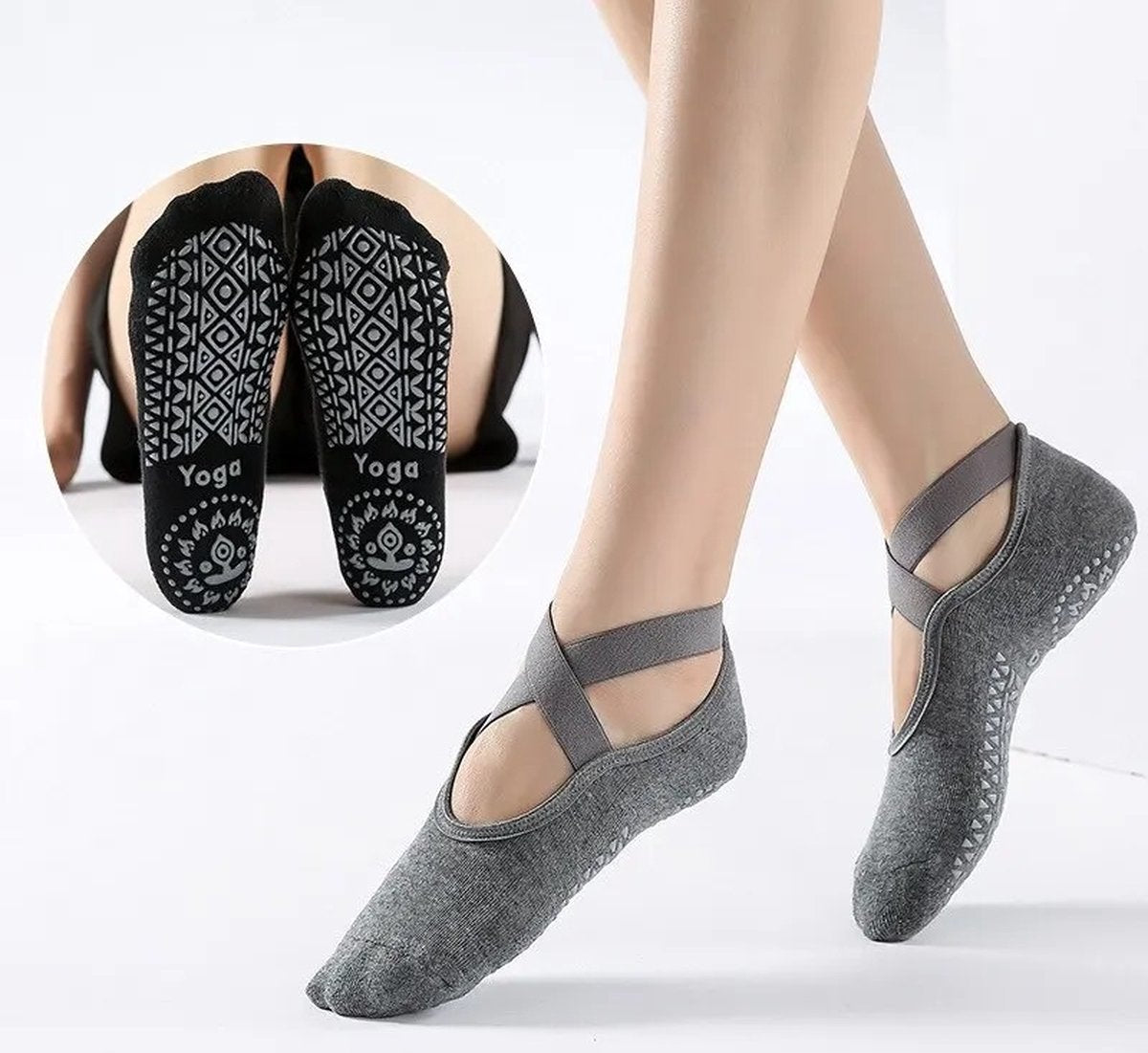 Closed Toe Yoga Socks | With Anti-Slip Bottom | Anti-Slip Socks | Pilates Socks | Size 36-40 | Grey