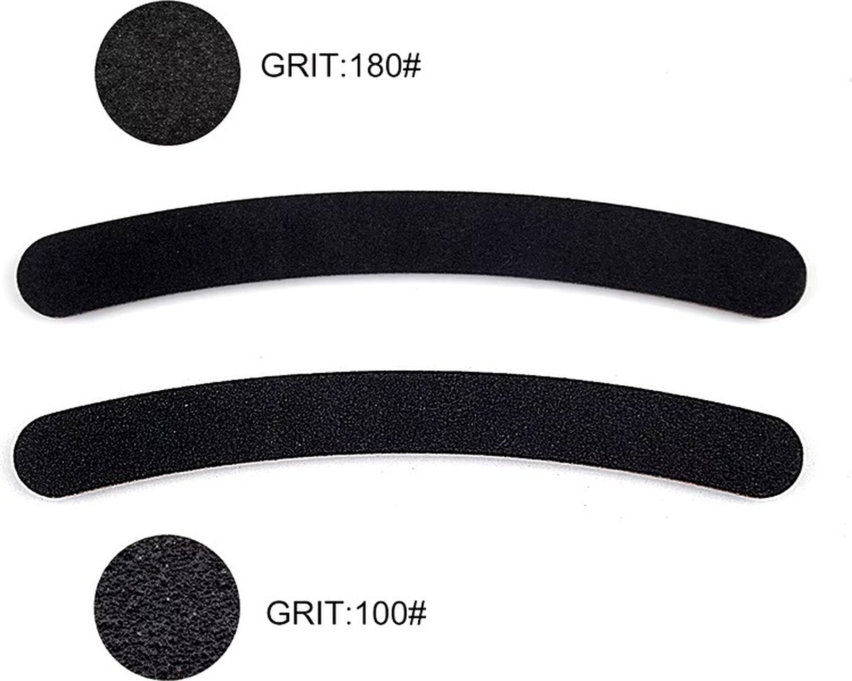 5x Boomerang Files 100/180 Grit | Curved Nail Buffer | Nail File | Polishing Block | Nail Polishing Block | Buffer Block | Nail Buffer | 17 x 2 Cm | Black