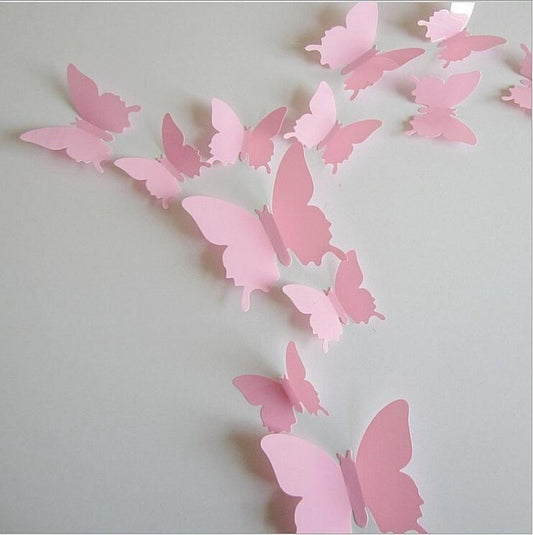 Solid pink 3D butterflies