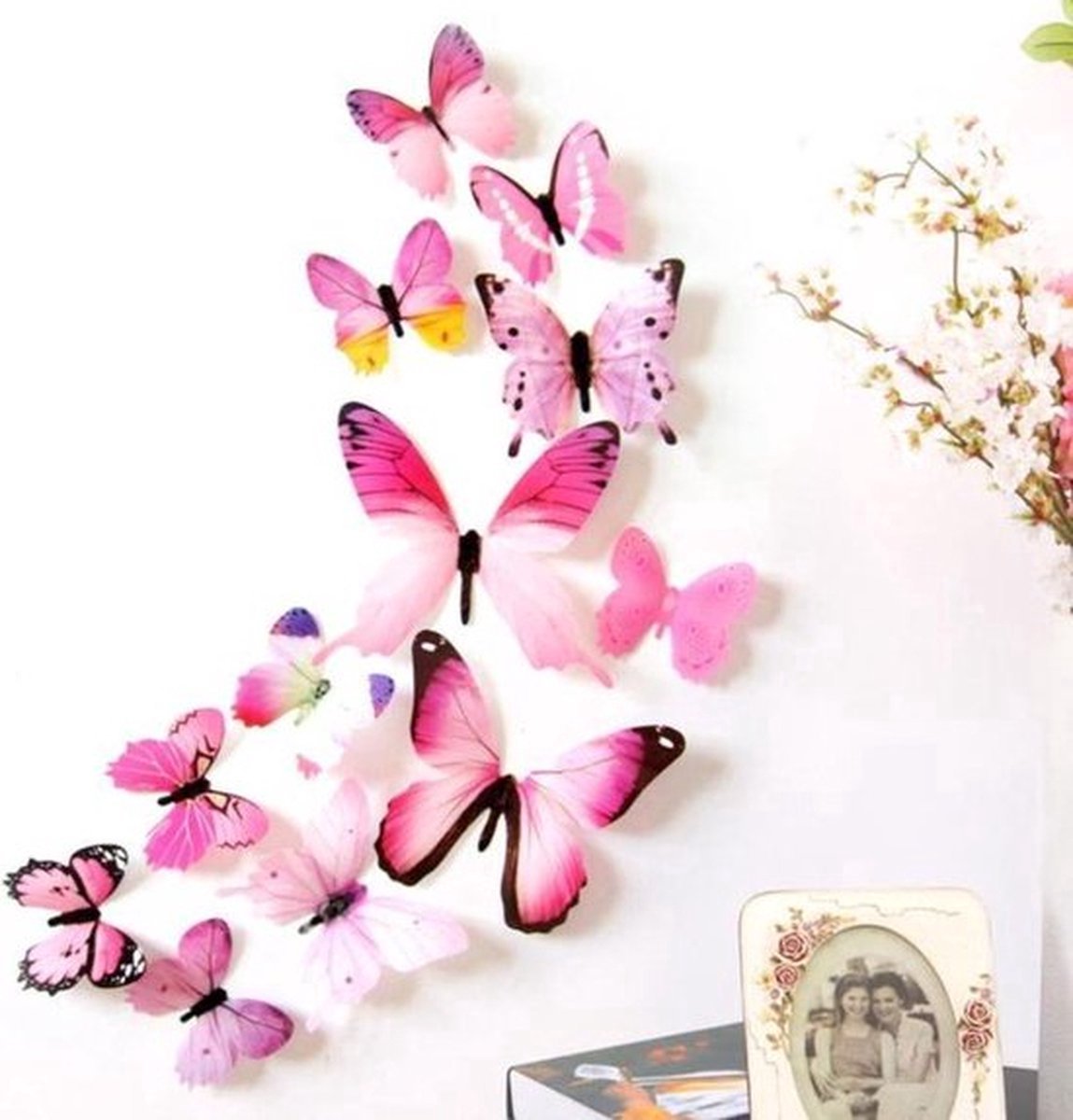 3D Wall Decoration Butterflies 12 Pieces | Wall Butterflies | Butterfly Wall Stickers | Pink