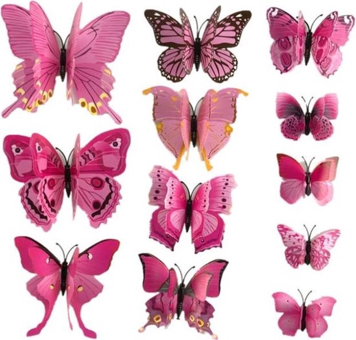 3D Wall Decoration Butterflies 12 Pieces | Wall Butterflies | Butterfly Wall Stickers | Pink
