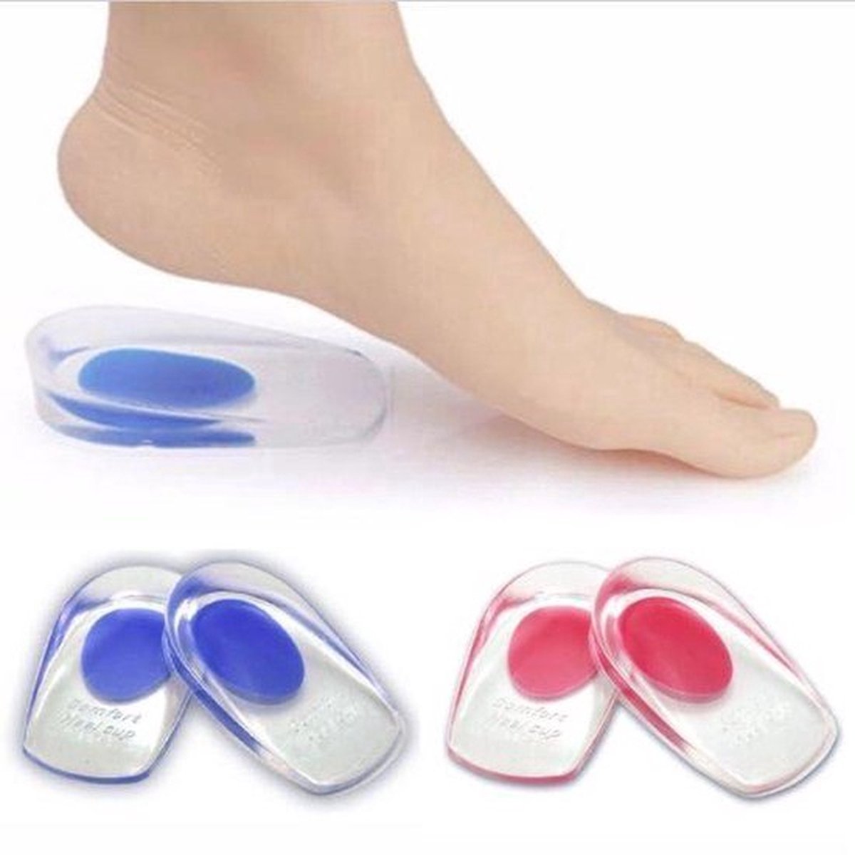 3D Sioftgel Gel Heel Insoles | Insoles | Heel Cups | Heel Spur Insoles | Heel Protectors | Size 35-41 | Red