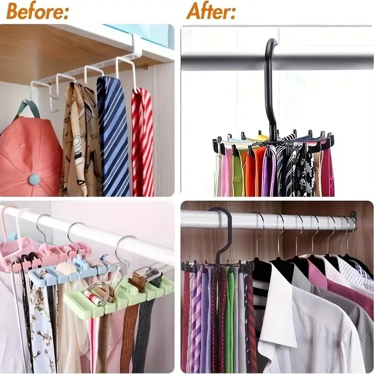 Tie Hanger | Tie Hanger | Tie Organizer | Tie Hook | Hang 20 Ties | Black