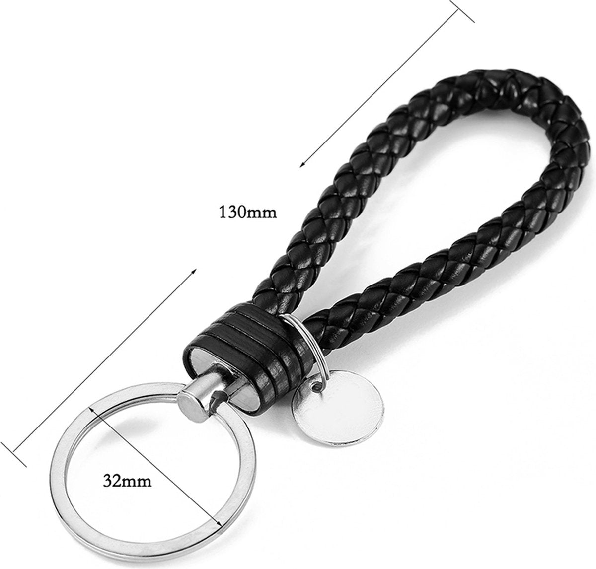 Luxury PU Leather Keychain | Key Holder | Woven Keychain | Universal | Silver