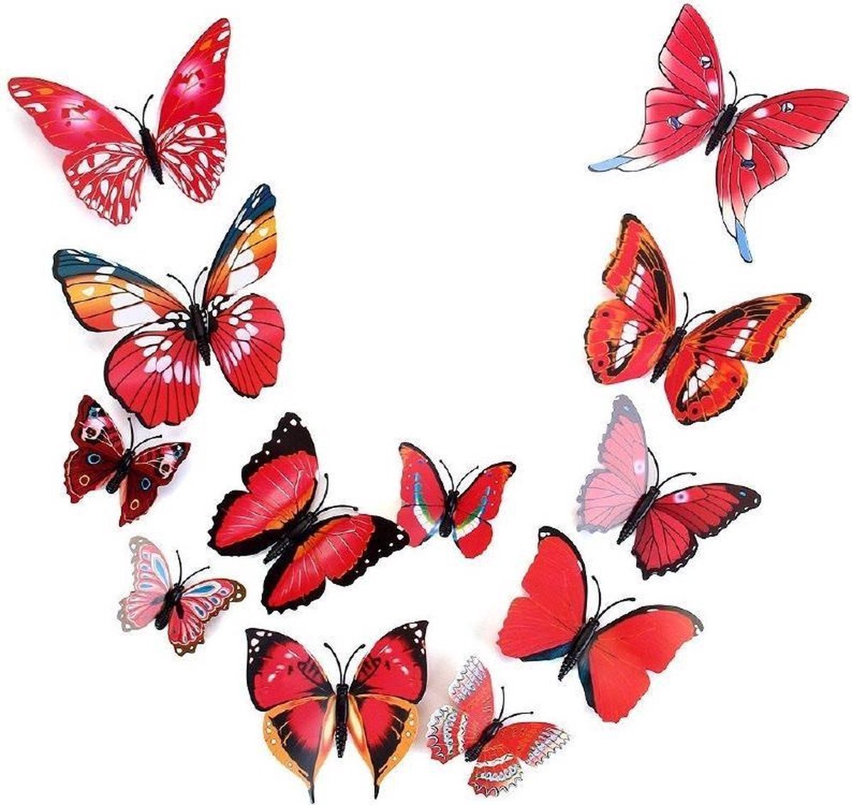 3D Wall Decoration Butterflies 12 Pieces | Wall Butterflies | Butterfly Wall Stickers | Red