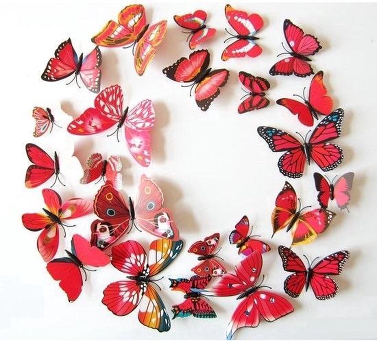 3D Wall Decoration Butterflies 12 Pieces | Wall Butterflies | Butterfly Wall Stickers | Red