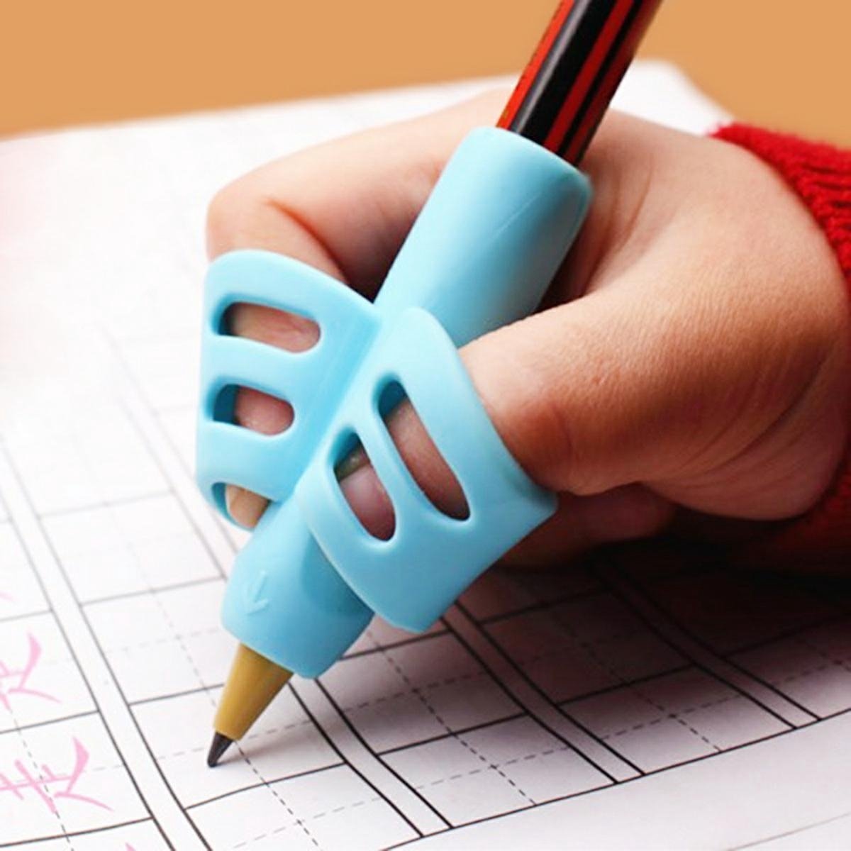 Pencil Grips | Finger Grip Writing Aids for Children & the Elderly | Pencil Holder | Pen Holder | Writing Aids | 1 Piece | Orange