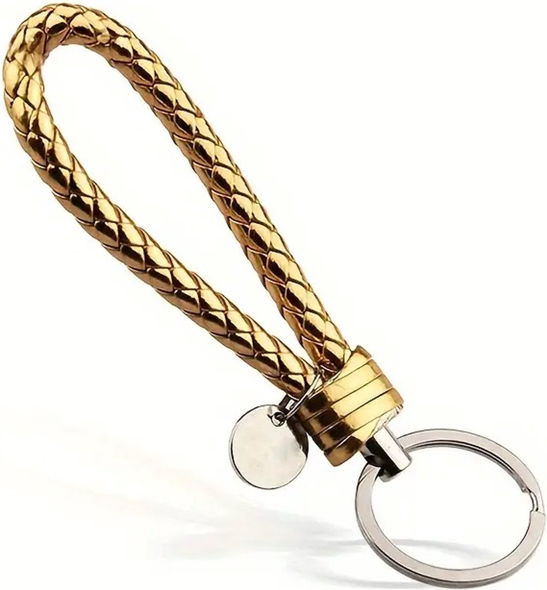 Luxury PU Leather Keychain | Key Holder | Woven Keychain | Universal | Gold