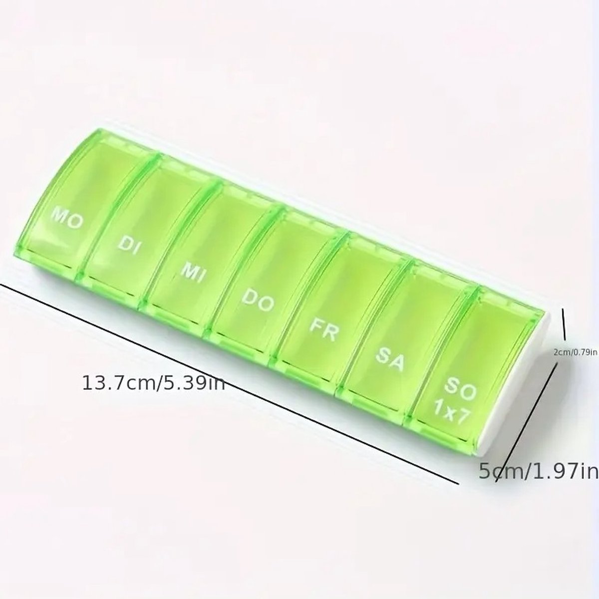 Pill Box | Pill Box | Medicine Box | Pill Box | 7 Days | 1 Week | Monday to Sunday | Green