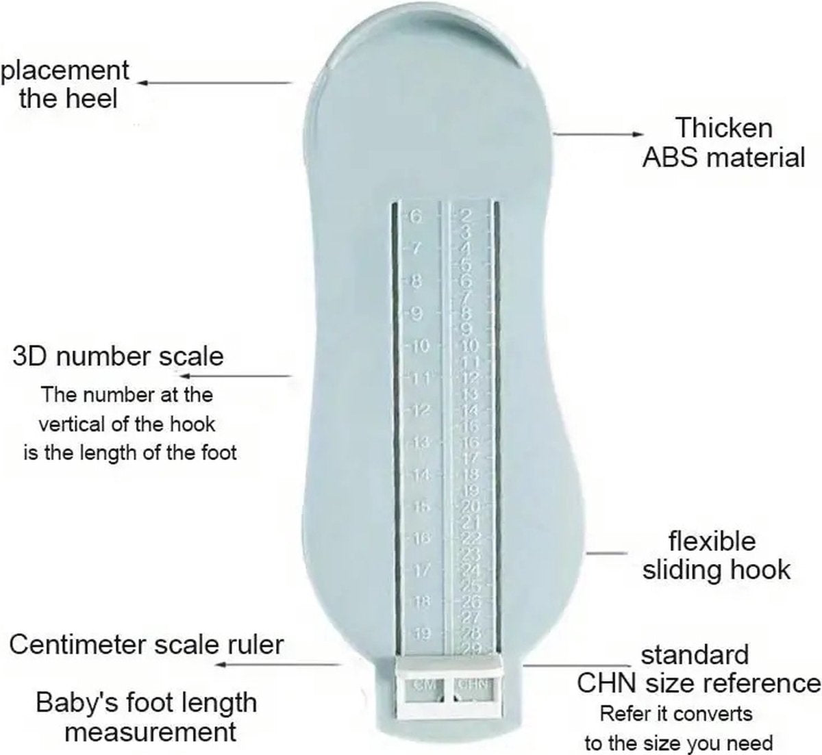 Child's Foot Measuring Tool | Child's Shoe Size Measuring Tool | Baby Shoe Measuring Tool | Baby Measurement | Blue