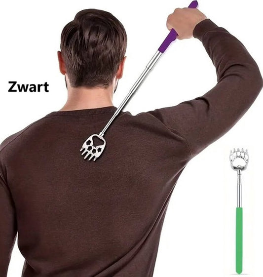Extendable Back Scratcher Bear Claw | Adjustable Back Scratcher | Massage Scratcher | Telescopic Back Scratcher | Anti-Itch | Up to 53 CM | Stainless Steel | Black