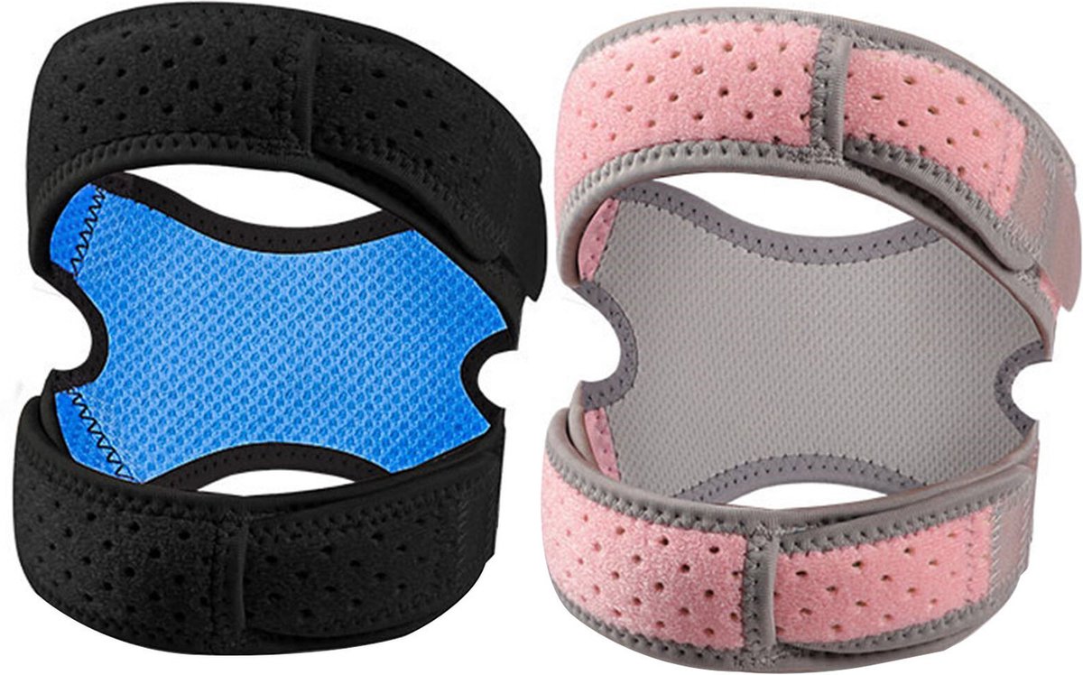 Double Patella Knee Brace | Patella Strap | Knee Support | Knee Protector | Knee Tendon Strap | Knee Bandage | Elastic Bandage | Adjustable | Pink/Gray
