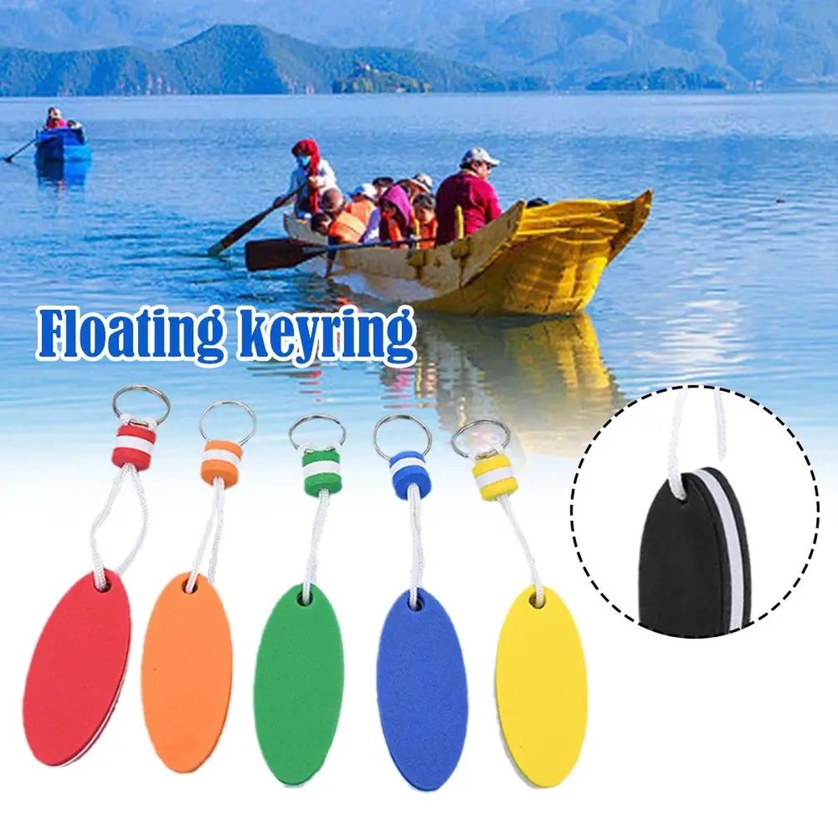 Floating Keychain | EVA Foam | For Large Keyring | Foam | Bumper | Key Float | Oval | Red