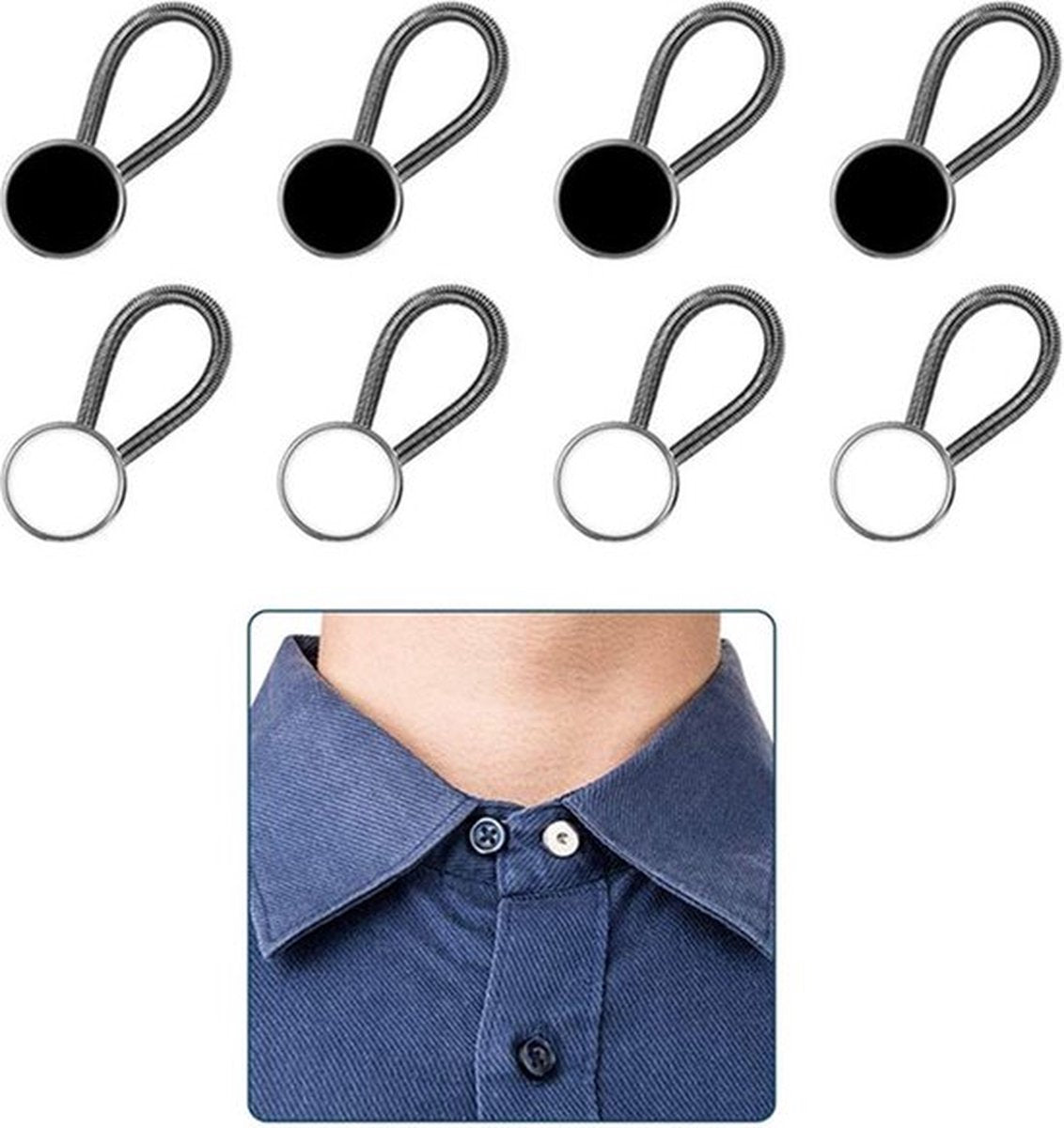 2x Jeans Extension Buttons | Buttonhole Extender | Cuff Extension Buttons | Collar Extension Buttons | Universal | 2.5 cm Adjustable Button | Trouser Expander | Black