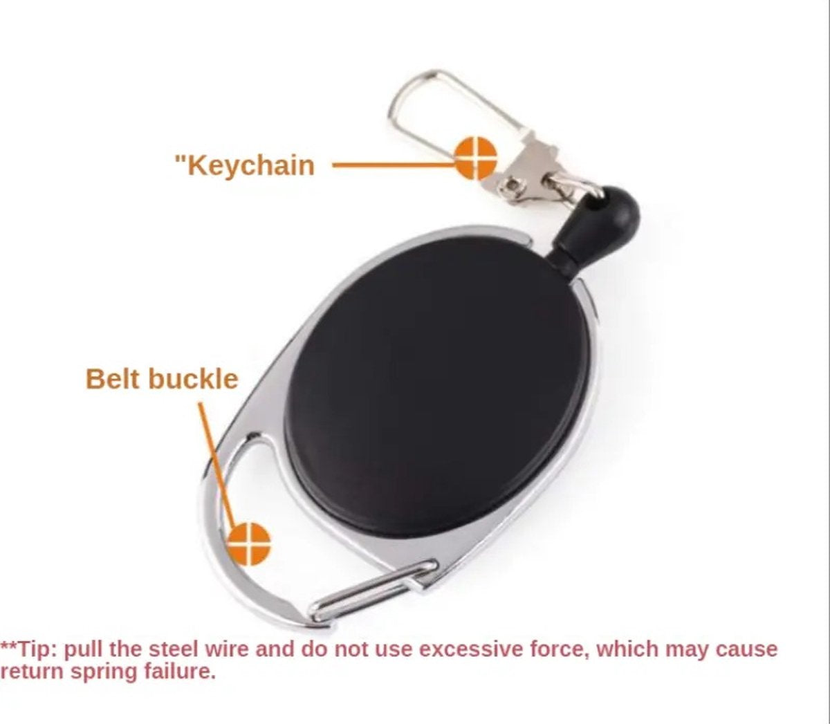 Trouser Clip Keychain | Retractable | For Cards | Card Holder | Card Hanger | 80 CM | Stainless Steel