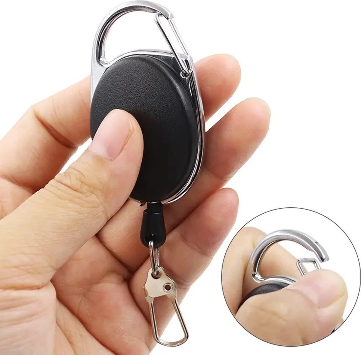 Trouser Clip Keychain | Retractable | For Cards | Card Holder | Card Hanger | 80 CM | Stainless Steel