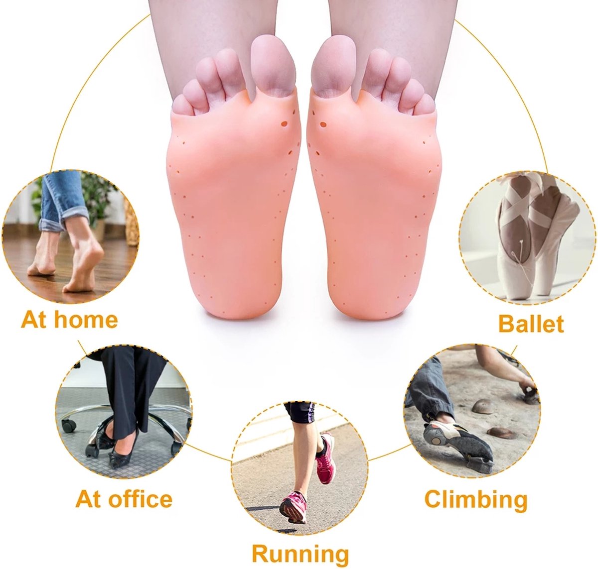 Silicone gel socks | Heel protectors | Heel insoles | Heel cushions | Heel socks | 1 pair | White