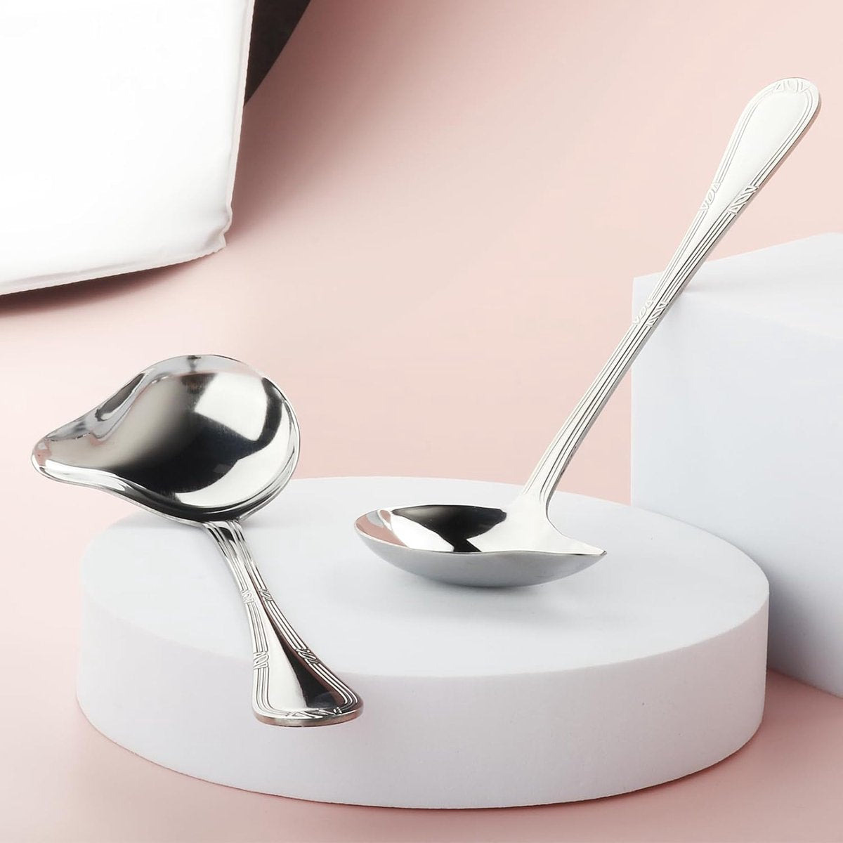 2-piece gravy spoon, small spoon with spout, 18/10 stainless steel, sauce ladle for scooping gravy and sauces, 7.87 inches