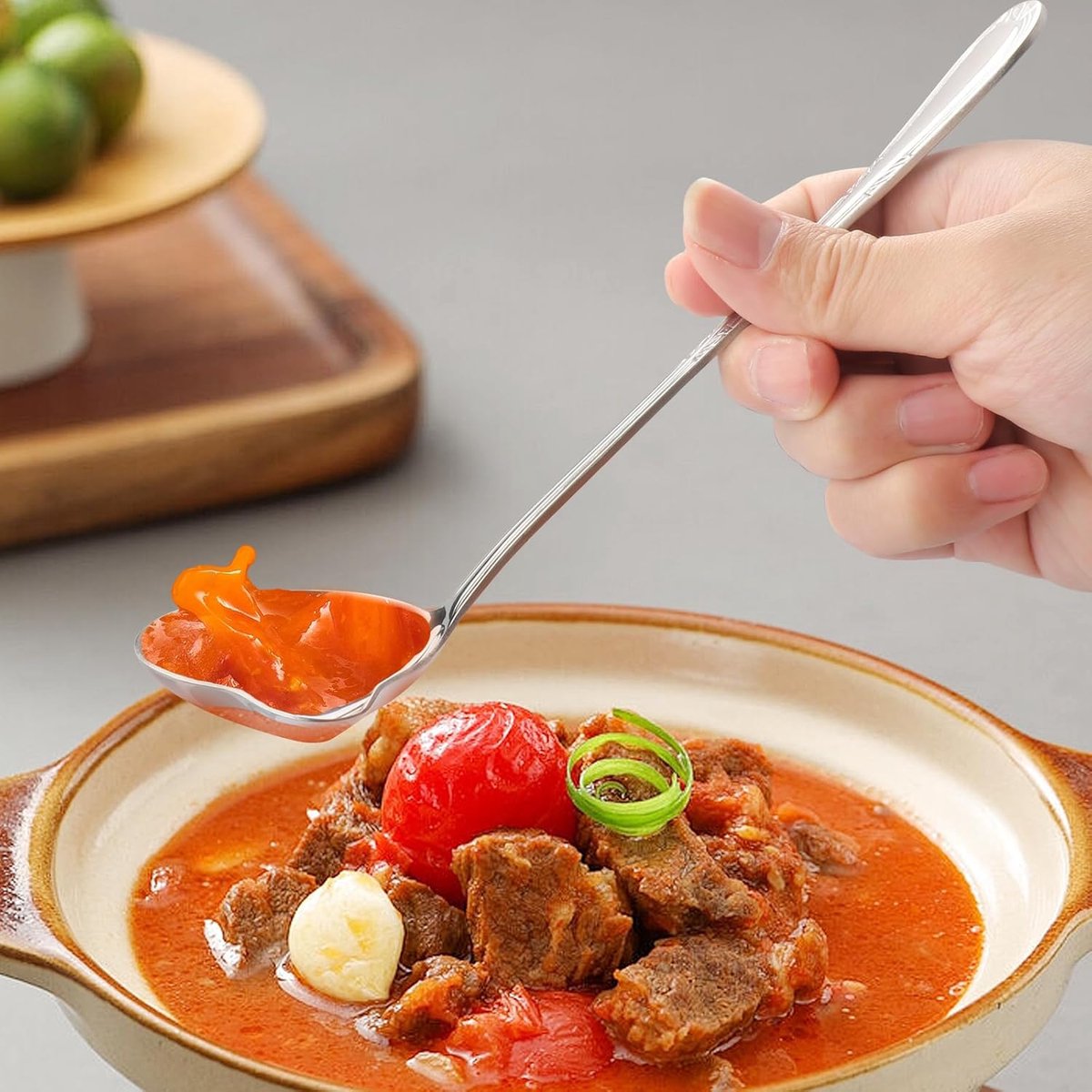 2-piece gravy spoon, small spoon with spout, 18/10 stainless steel, sauce ladle for scooping gravy and sauces, 7.87 inches