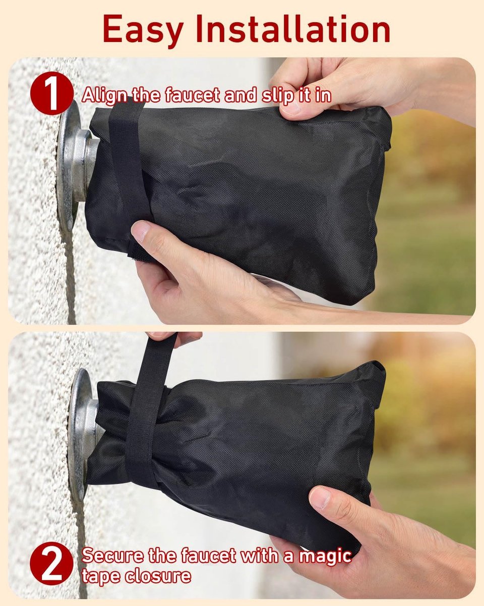 Kitchen faucet outdoor faucet covers for protection against frost in winter - 2-pack, thickened insulated pipe covers for outdoors, indispensable reusable waterproof faucet covers for garden maintenance, 15×20 cm, black