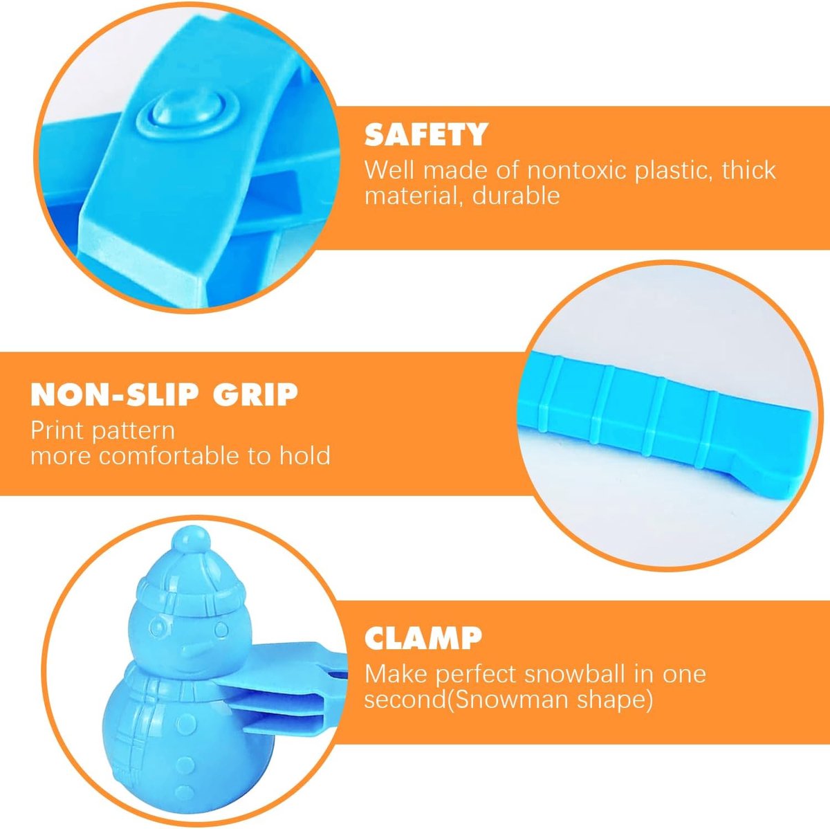 4 Pieces Snowball Maker for Children - Ball/Heart/Duck/Snowman - Safe PP Material