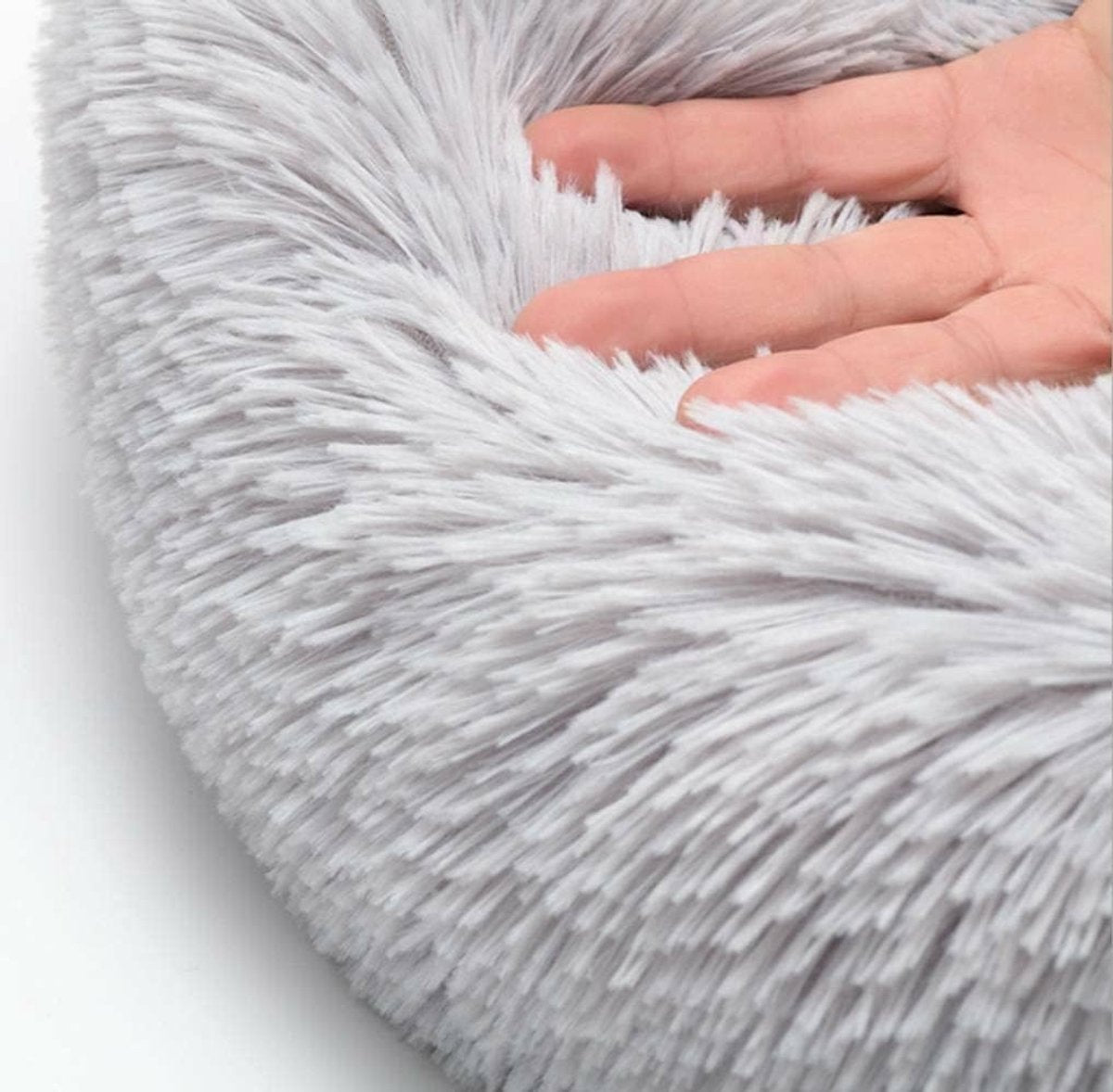 Cat baskets - Washable cat bed 20/24 inch - Dog baskets for small and medium-sized dogs - Anti-anxiety round, soft, plush faux fur dog basket - Thick bottom (light gray, medium)