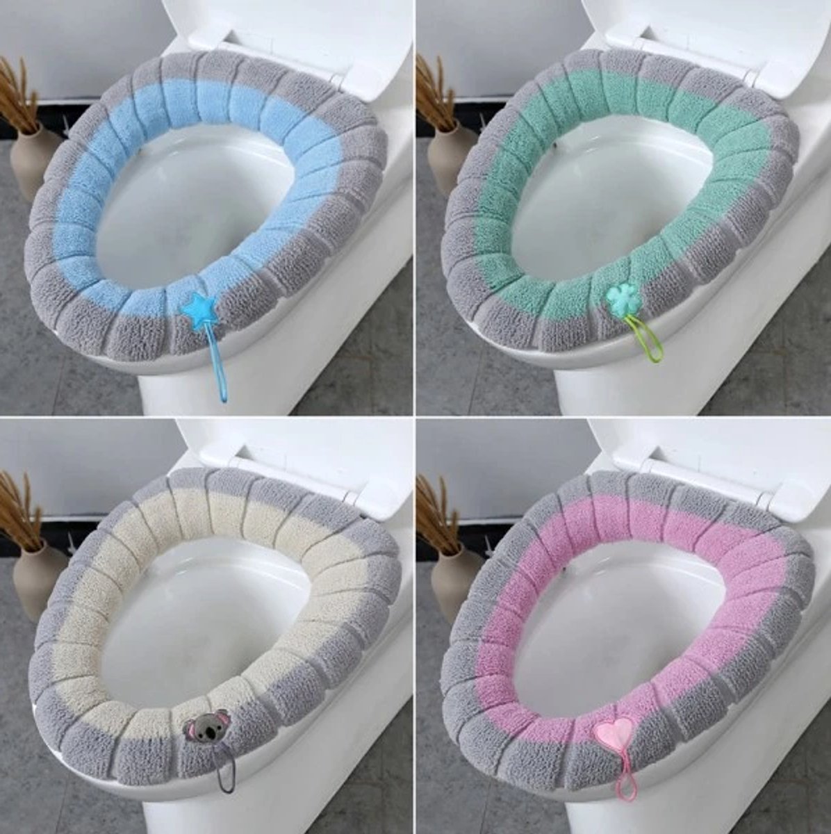 Toilet seat cushion 4-pack – Warm stretch, universal, washable