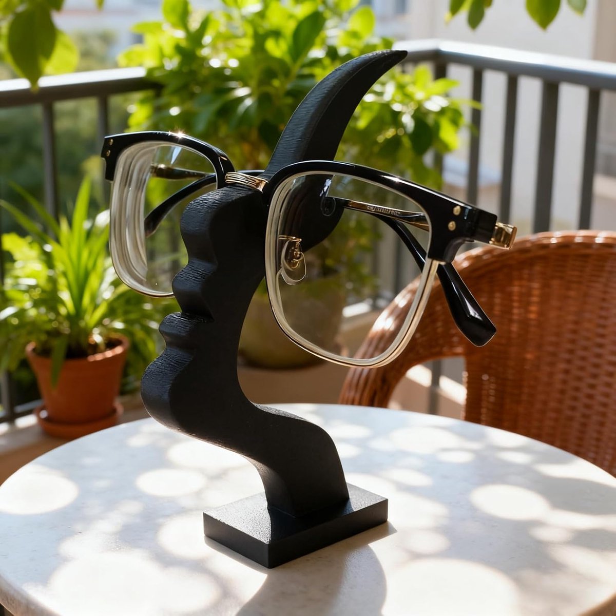 Glasses Stand - Glasses Holder - Decorative Glasses Stand and Desk Organizer - Unique Glasses Display Rack - For home, office, and bedroom, nice gift for glasses enthusiasts (black)