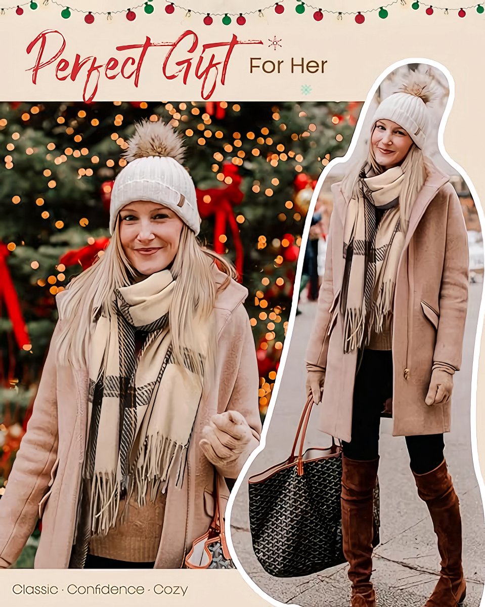Women's Winter Scarf Cashmere Feel Scarf Fringes Checked Large Oversized Scarves Wraps (Green)