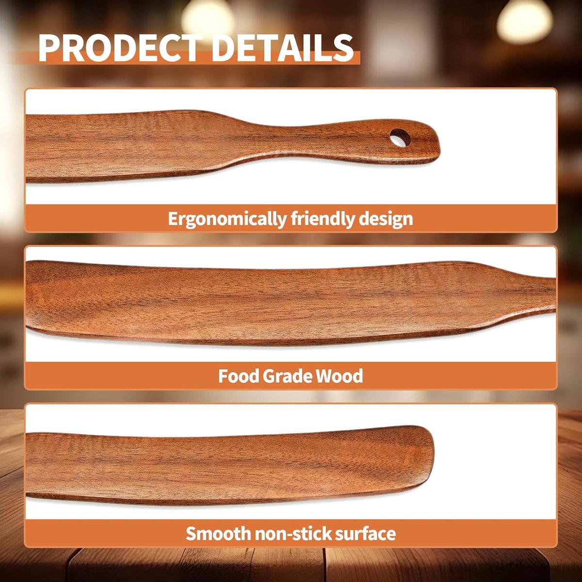 Slim wooden Spurtle - Sourdough spatula for baking and cooking - Smooth wooden finish - 28 cm Spurtle spoon for starter, flour and mixing - Natural wooden Spurtle spatula