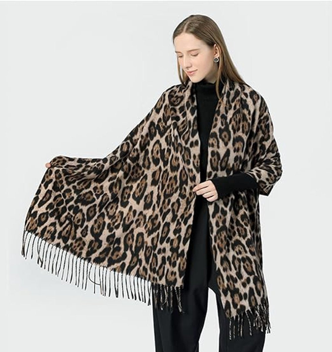 Winter scarf with leopard print scarf women, women's winter scarf, soft cashmere feels warm, scarves, long blankets, wraps