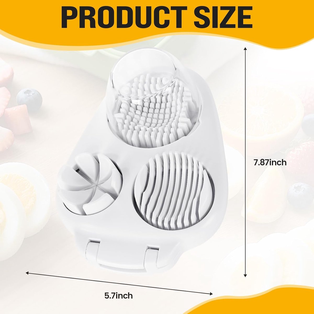 Egg Slicer - Multifunctional Egg Slicer - Egg Slicer with 3 Settings - Dishwasher Safe - Kitchen Gadget for Eggs - Suitable for Strawberries, Apples, Bananas, Cherries, Tomatoes, and Grapes,