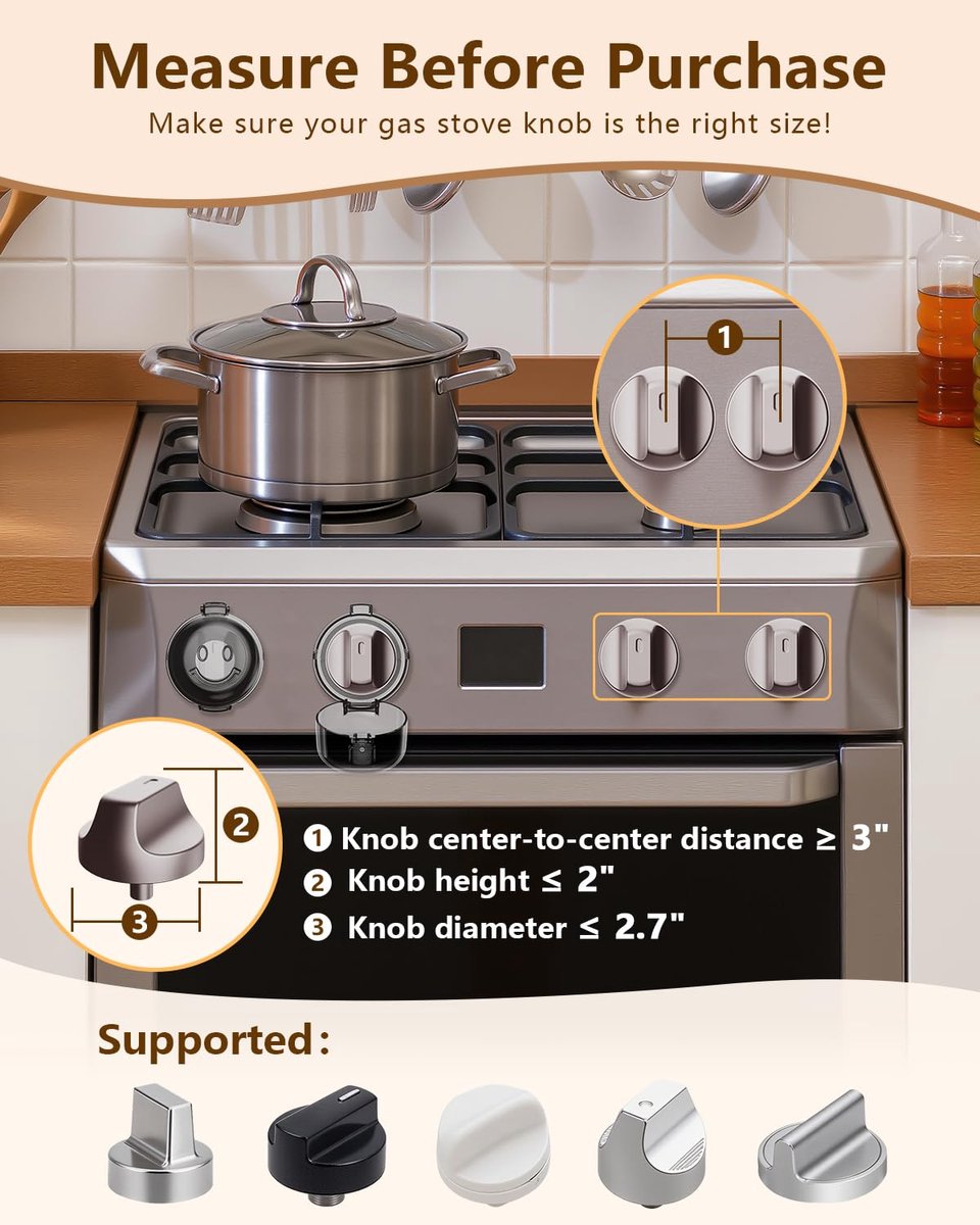 5 child-safe covers for stove knobs - heat-resistant and oil-resistant protectors - strong adhesive locks for gas stove and oven knobs, semi-transparent black