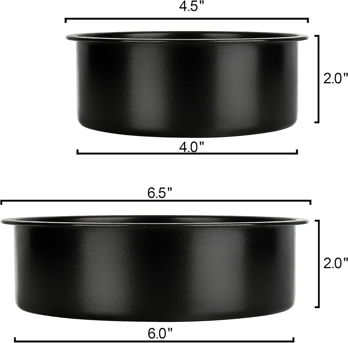 baking pans - round baking pans of 10 cm and 15 cm - stainless steel with non-toxic coating - easy to clean and release - 5 cm deep straight sides