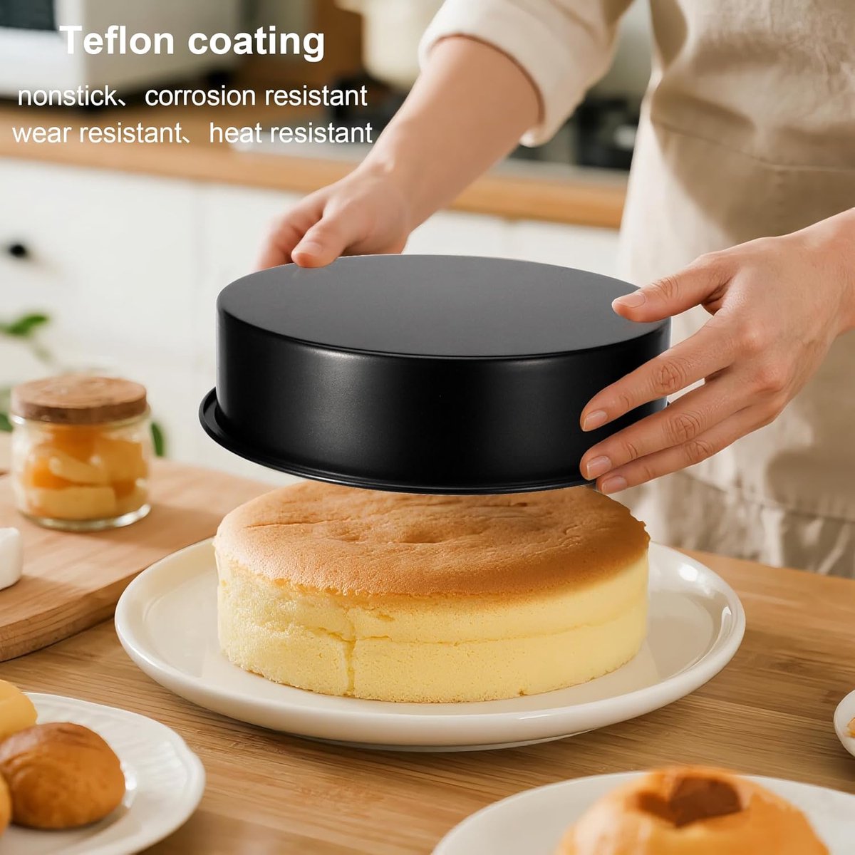 baking pans - round baking pans of 10 cm and 15 cm - stainless steel with non-toxic coating - easy to clean and release - 5 cm deep straight sides