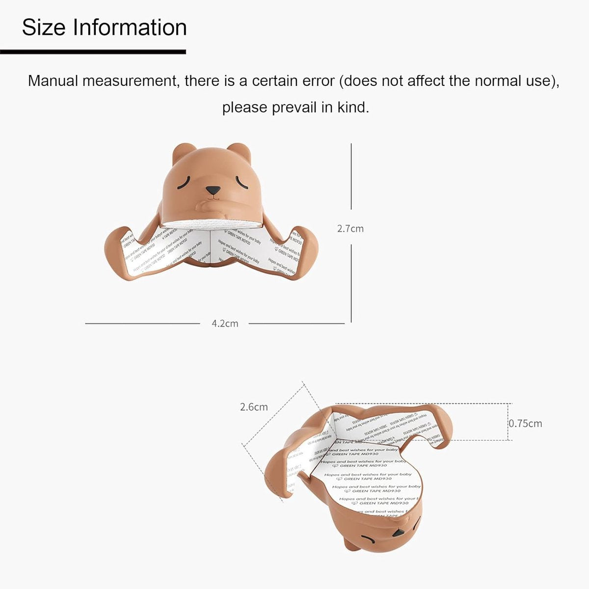 4 Sleepy Bear Corner Protectors - Child Safety and Baby Security - Soft Cartoon Bear Design - Cushioning Edge Protectors - for Tables and Windows