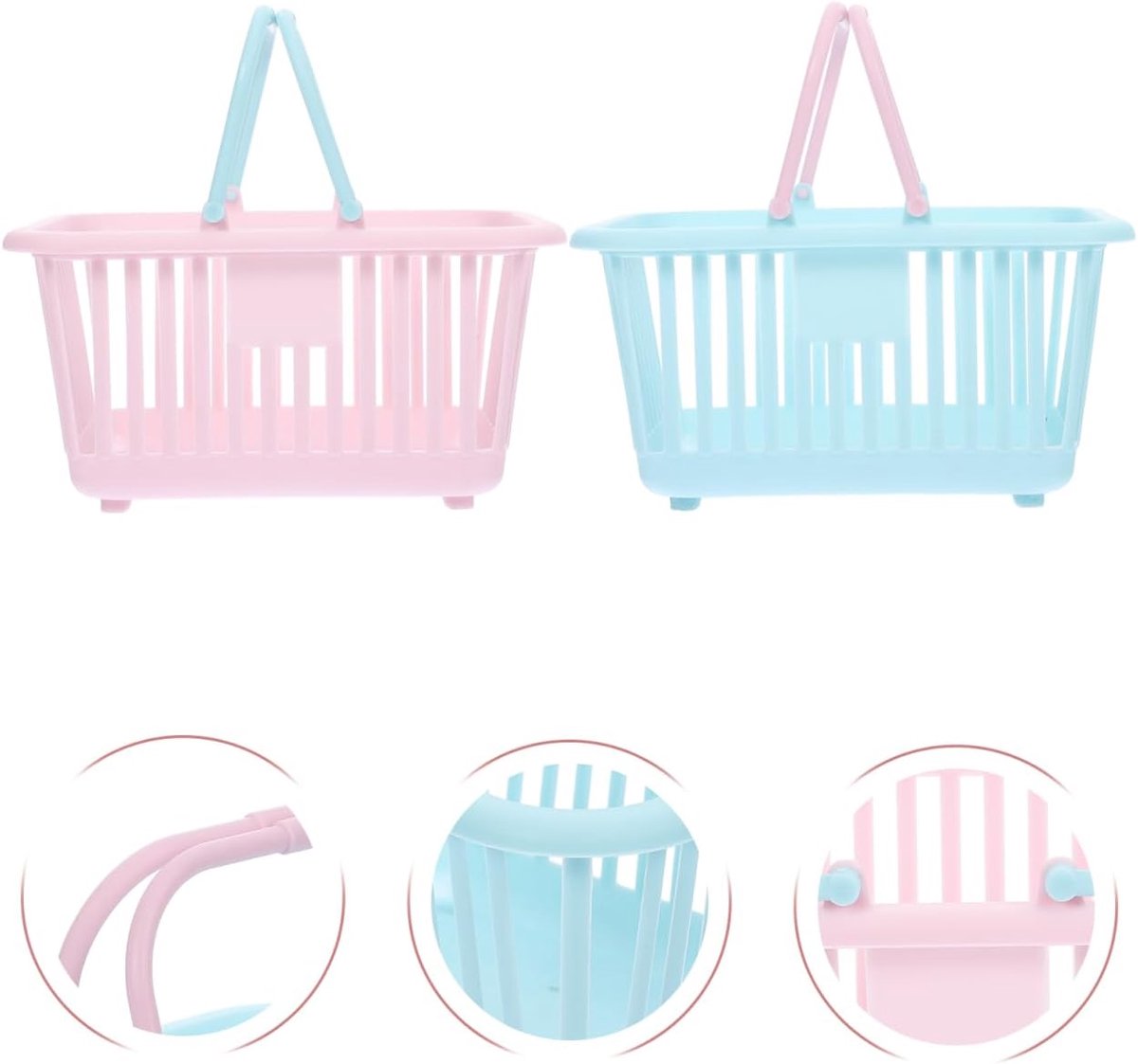 4 Pieces Mini Shopping Basket Toys - Plastic with Handle - For Children Pretend Play