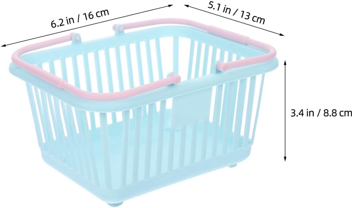 4 Pieces Mini Shopping Basket Toys - Plastic with Handle - For Children Pretend Play