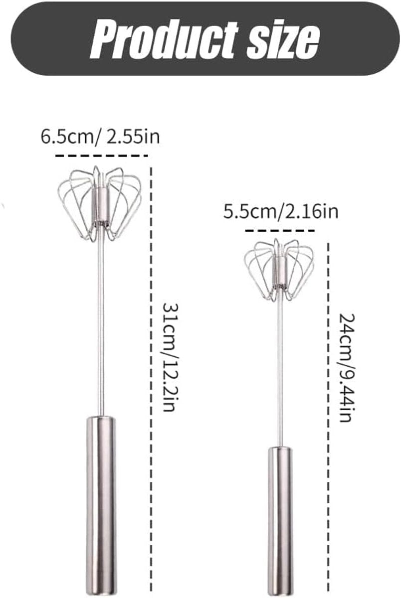 Egg whisk - Egg beater - Whipped cream whisk - Mini whisk - Milk frother - Manual - mixing, beating, whisking and stirring (25 cm)
