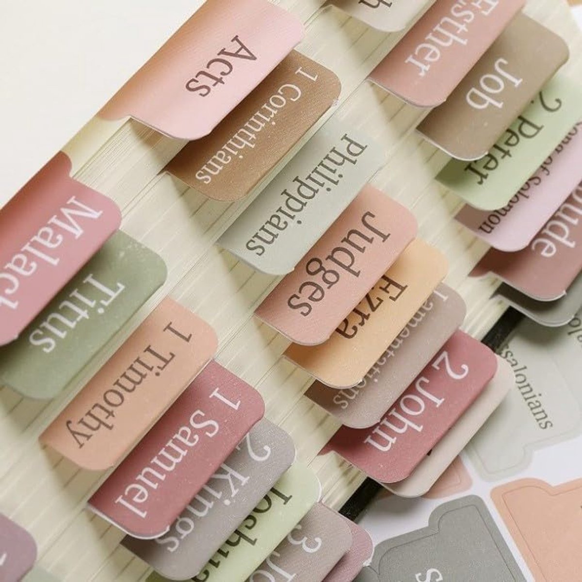 Bible Index Tab Set (5 pieces, 75 stickers) - Removable and replaceable laminated tabs for easy navigation - Decorative Bible accessories for women and men - Christian gifts