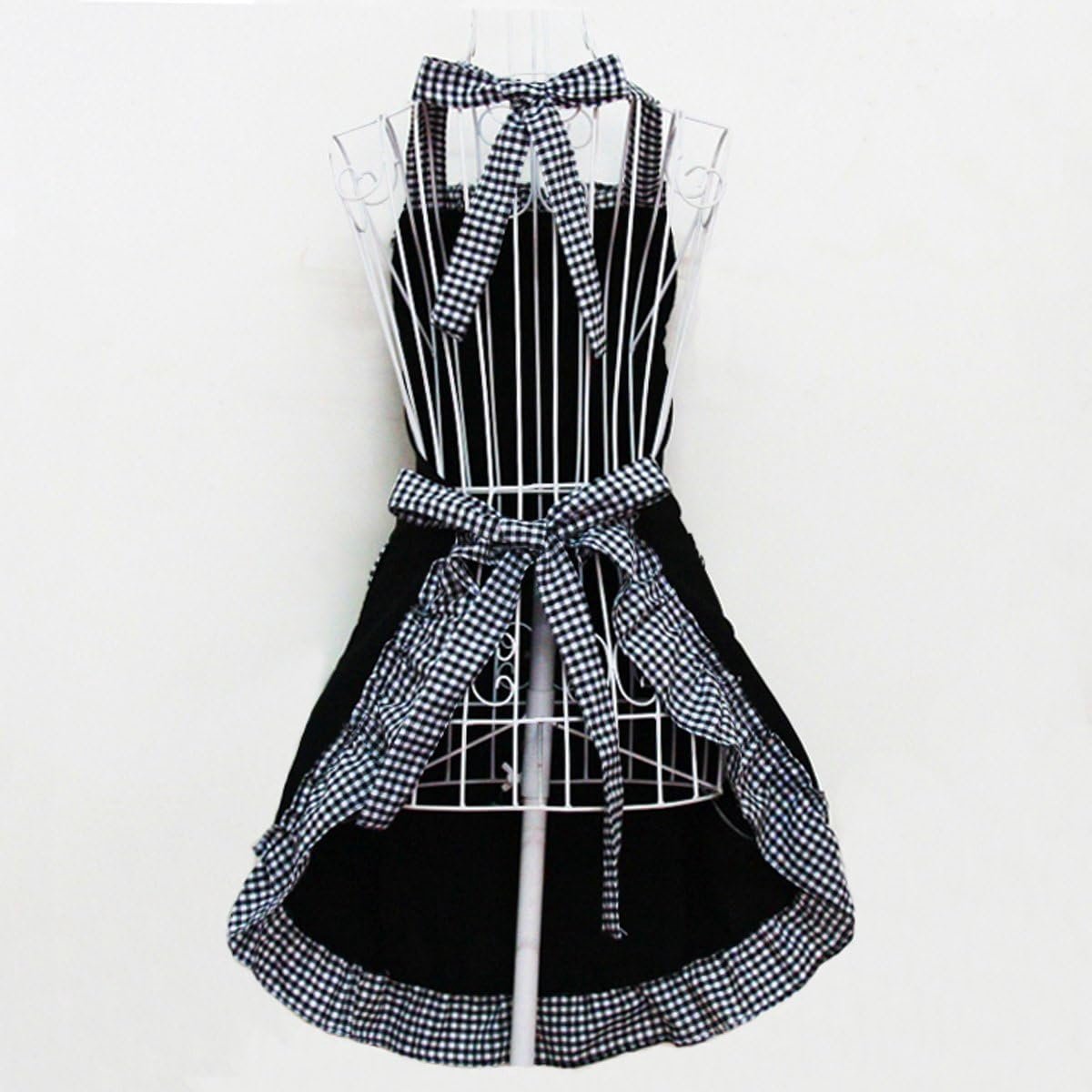Kitchen Apron - Catering Apron - Pottery Apron - BBQ Apron - Painting Apron - Carpenter's Apron - flirty vintage aprons for womanly girls with pockets as a Mother's Day gift (black)