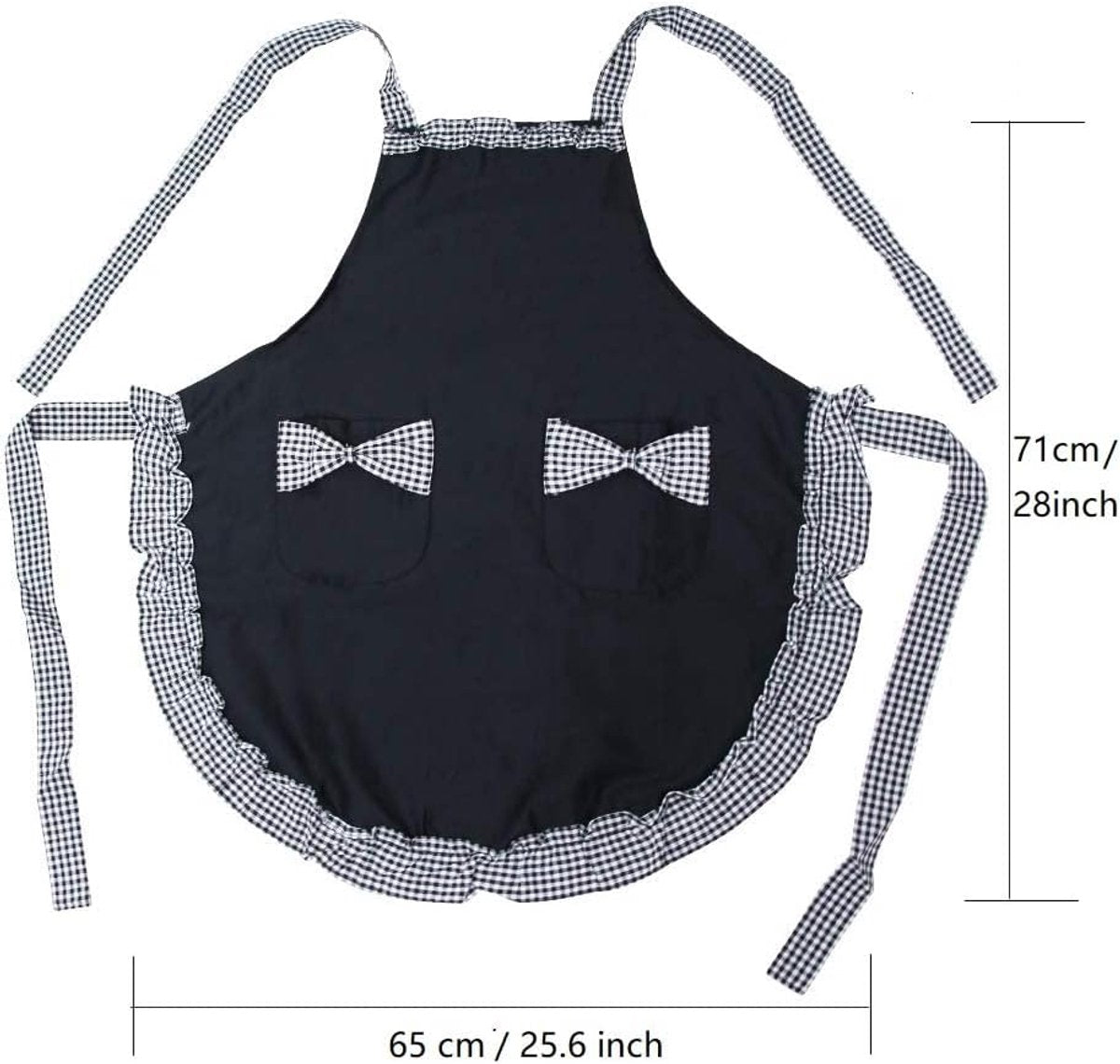 Kitchen Apron - Catering Apron - Pottery Apron - BBQ Apron - Painting Apron - Carpenter's Apron - flirty vintage aprons for womanly girls with pockets as a Mother's Day gift (black)