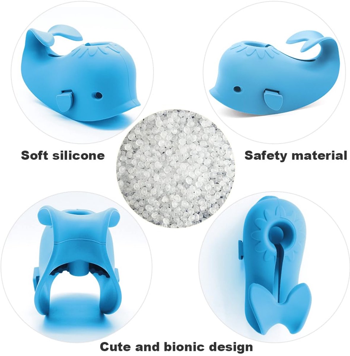 Bath Faucet Cover - Soft silicone safety protector for children, toddlers, and babies - Cute whale design, nice bath gift for children - blue