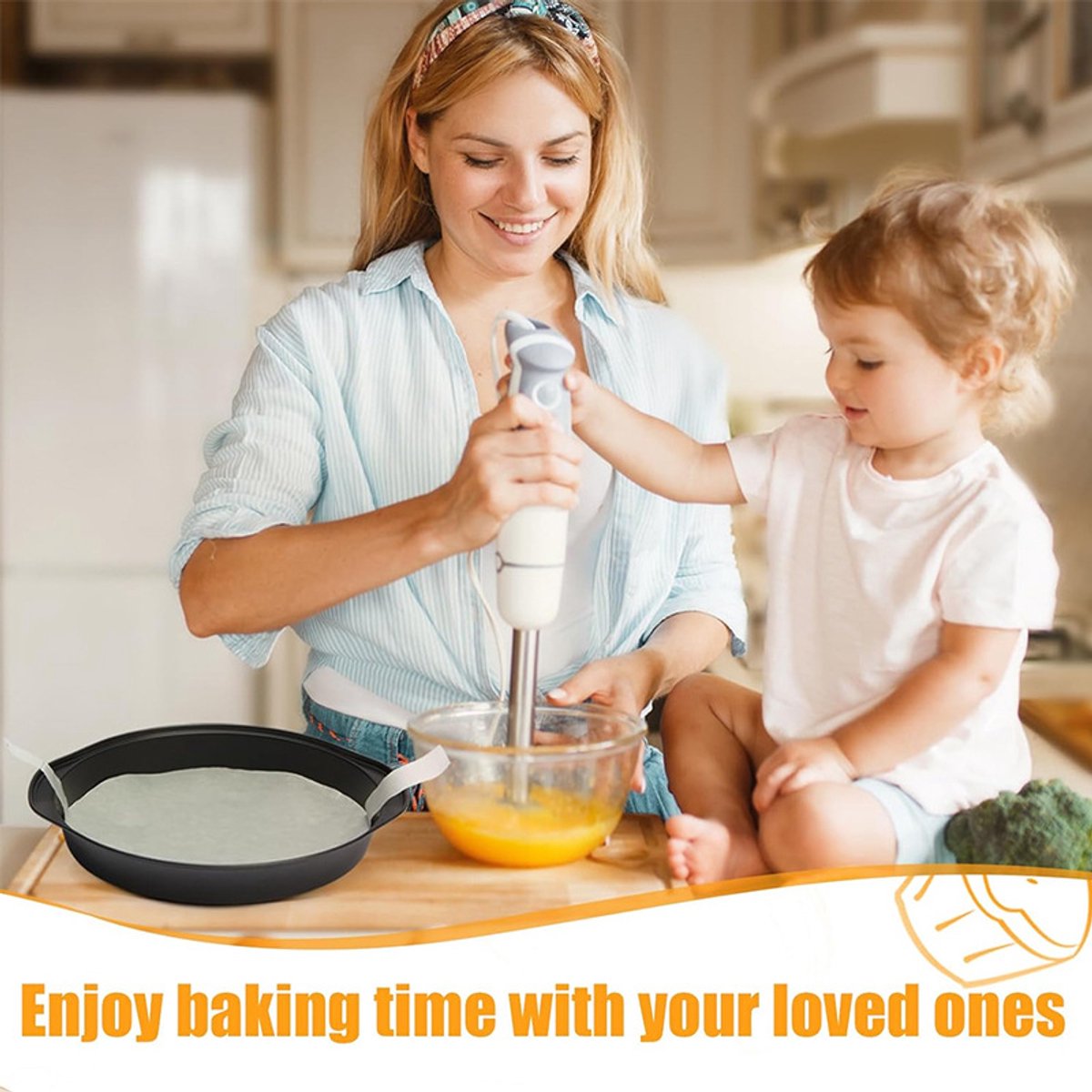 Set of 1 20 cm round baking pan - non-stick carbon steel baking pans with 50 baking paper, dishwasher safe, durable for layer cakes, birthday and Christmas pastries