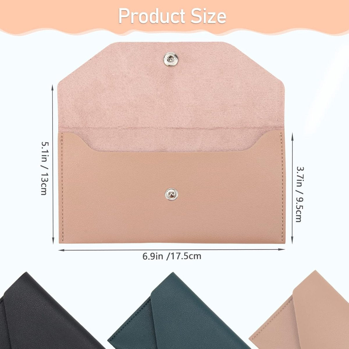 PU leather money envelope bag - 3 reusable budget envelopes for spring festivals, weddings, birthdays, graduations, and holidays (black, pink, dark blue)