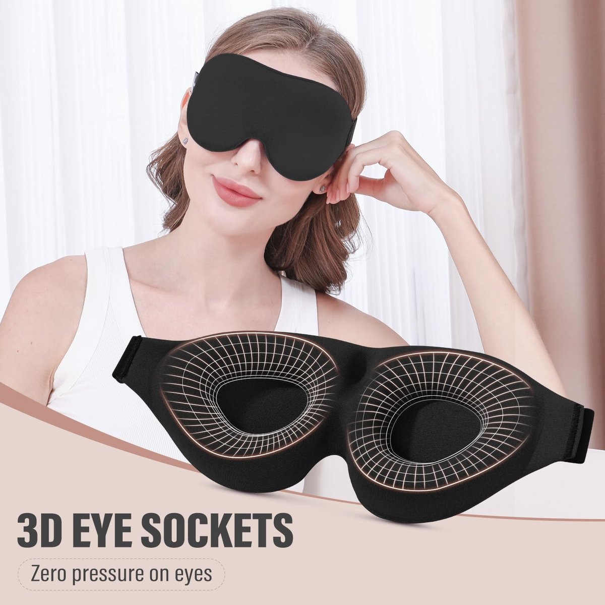 Sleep mask for side sleepers - sleep eye mask - fully light-blocking 3D sleep mask, soft breathable eye mask for women and men, relaxing blindfold for the night without pressure