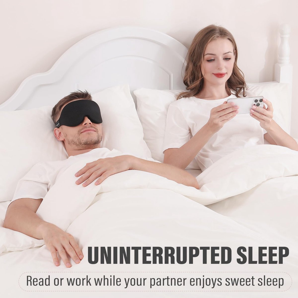 Sleep mask for side sleepers - sleep eye mask - fully light-blocking 3D sleep mask, soft breathable eye mask for women and men, relaxing blindfold for the night without pressure