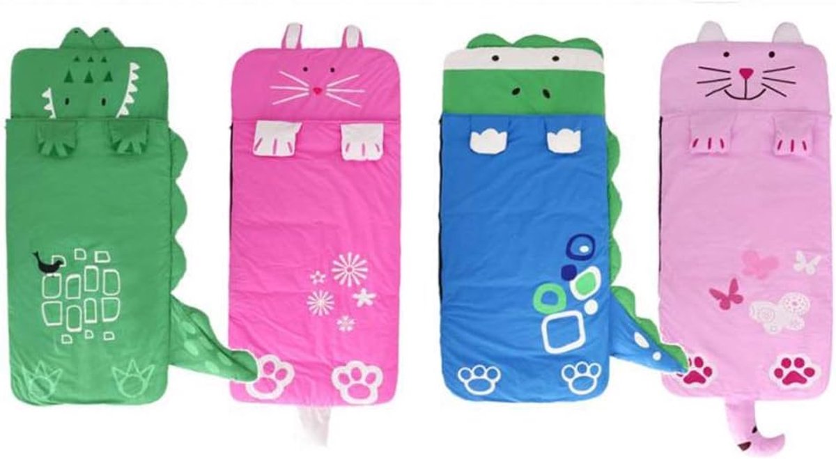 Children's Sleeping Bag 160x60cm – Cartoons, soft warm, green